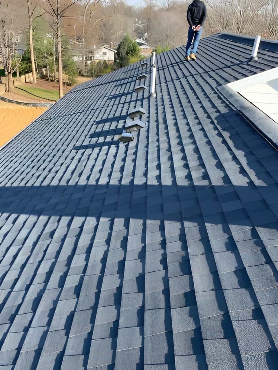 Roof maintenance completed.